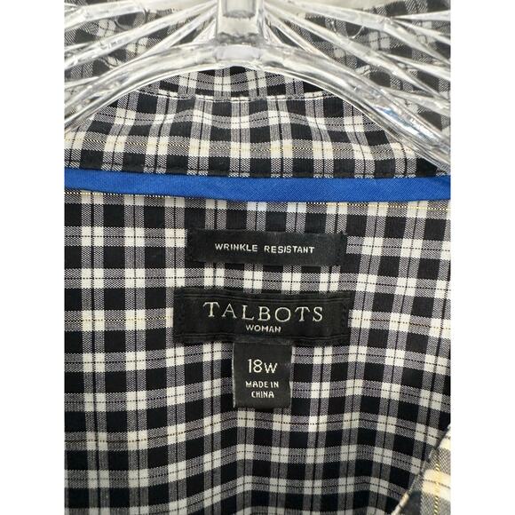 Talbots Women Plaid Collared Wrinkle Resistant Button Up Blouse‎ Shirt Size 18W - Picture 2 of 13